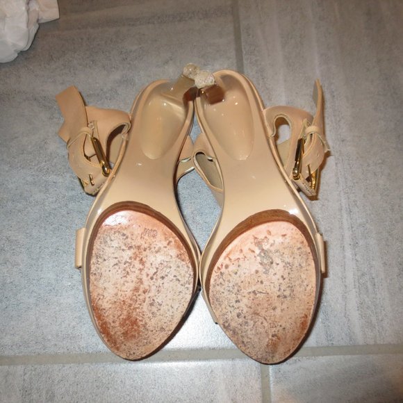 LAST CHANCE  BADGLEY MITCHKA Natural Leather Quarter Strap Platform Sandals - Picture 9 of 9